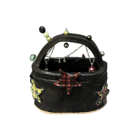 black tote w/ plaid stars & charms